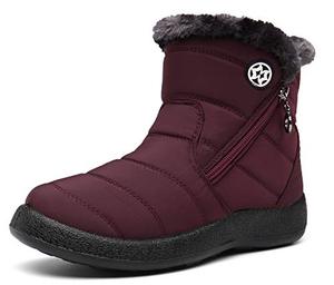 lot 46000331 image: Hsyooes Womens Warm Fur Lined Winter Snow Boots Waterproof Ankle Boots Outdoor Booties Comfortable Shoes for Women,Red,7 M USLabel Size 38