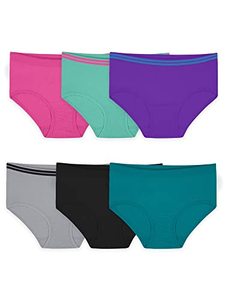 lot 46000344 image: Fruit of the Loom girls Seamless Underwear Multipack Briefs, Brief - 6 Pack Assorted, 14-16 US