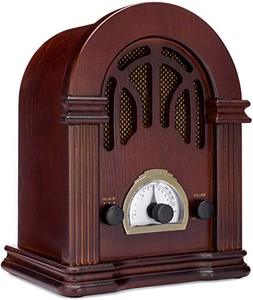 lot 46000422 image: ClearClick Retro AMFM Radio with Bluetooth - Classic Wooden Vintage Retro Style Speaker