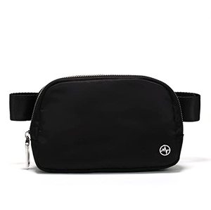 lot 46000432 image: Black Belt Bag with Adjustable Strap, Pander Nylon Mini Fanny Pack for Outdoors Workout Traveling Casual Running Cycling, 1L