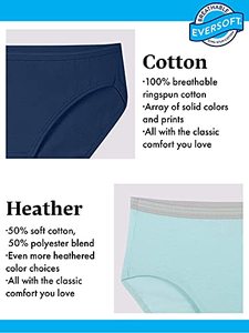 lot 46000443 image: Fruit of the Loom Womens Eversoft Hipster Underwear, Tag Free & Breathable, Available in Plus Size, Cotton-6 Pack-Colors May Vary, 8