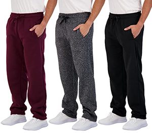 lot 46000360 image: Mens Open Bottom Tech Fleece Active Sports Athletic Training Soccer Track Gym Running Casual French Terry Quick Dry Fit Sweatpants Pockets Bottom Lounge Pants Heavy Warm, 4x
