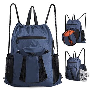 lot 46000369 image: BeeGreen Navy Basketball Bag String Backpack with Ball Holder & Shoe Compartment Sling Backpack for Soccer & Football & Volleyball, Drawstring Backpack for Dance Sports Gym Yoga Men Women Boys Girls