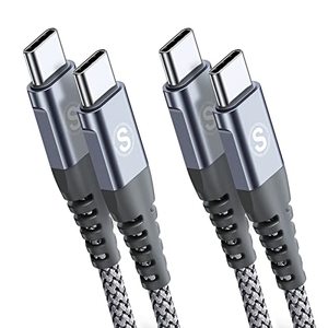 lot 46000386 image: USB C to USB C Cable 2-Pack 6.6ft PD 60W iPad Pro Charger Type C Charger Nylon Braided Cord for iPad Pro Air 4 5 Mini 6 Macbook Samsung S23 S22 S21 S20 S10 Ultra FE Plus Note 20 10 LG Moto Pixel PS5