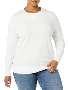 lot 46000399 image: Daily Ritual Womens Fine Gauge Stretch Crewneck Pullover Sweater, Ivory, Medium