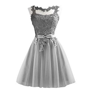 lot 46000400 image: Holibanna Floral Lace Strapless Bridesmaid Dresses Short Prom for Women Evening Slim Wedding (Larger Size Recommended) (L) Grey