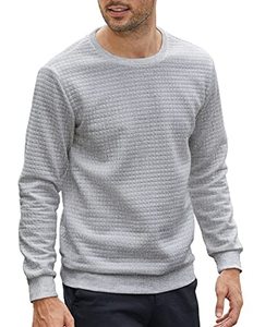lot 46000449 image: COOFANDY Mens Crew Neck, Light Grey, Large