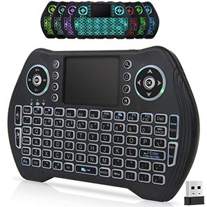 lot 46000500 image: Mini Keyboard, Mini Wireless Keyboard Remote Control with Touchpad Mouse Combo 7 Colors Backlit 2.4GHz USB with Rechargeable Li-ion Battery for Android TV Box, Smart TV, PC, Windows, MacOS, X-Box