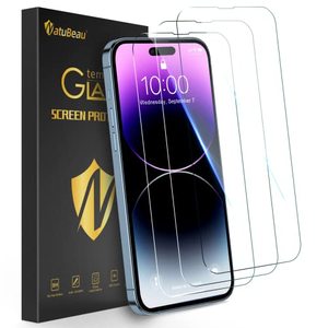 lot 46000501 image: NatuBeau 3 Pack Screen Protector Compatible with iPhone 14 Pro, iPhone 14 Pro Screen Protector Tempered Glass, 6.1 inch, 9H Hardness, Scratch Resistant, Case Friendly