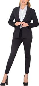 lot 46000508 image: Marycrafts Womens Business Blazer Pant Suit Set of 2 for Work 18 Black
