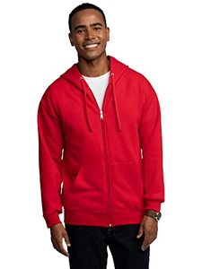lot 46000509 image: Fruit of the Loom Mens Eversoft Fleece Sweatshirts & Hoodies, Full Zip-Red, Large