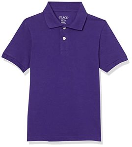 lot 46000517 image: The Childrens Place boys Short Sleeve Pique Polo Shirt, Regal Violet, Large US