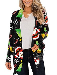 lot 46000518 image: For G and PL Women Christmas Open Front Cardigan Flowy Long Sleeve Holiday Candy Cane Outerwear XXL