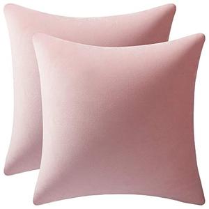 lot 46000519 image: DEZENE 26x26 Euro Pillow Covers  2 Pack Cozy Soft Velvet Oversized Couch Pillow Shams, Square Throw Pillow Cases for Living Room Sofa, Pink