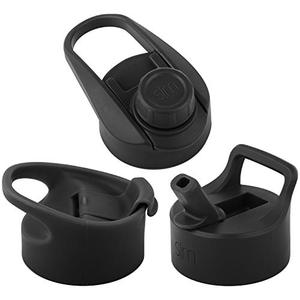 lot 46000525 image: Simple Modern Summit Water Bottle Lid - Flip Lid with Handle, Insulated Straw Lid, and Insulated Chug Lid - Fits Hydro Flask Wide Mouth - -Midnight Black Pack of 3