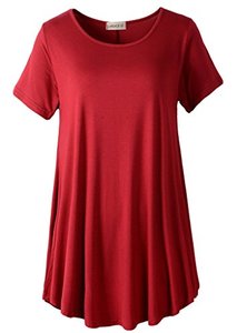 lot 46000554 image: LARACE Plus Size Tops for Women Short Sleeve Shirts Casual Summer Clothes Round Neck Tunics for Leggings (2X, Wine Red)