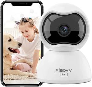 lot 46000493 image: XIAOVV Home Security Cameras,2k 360 Degree 2.4ghz WiFi Security Camera,Privacy Mode,Night Vision Indoor Pet Camera with Alarm Push Phone app,SD&Cloud Storage