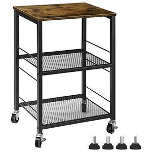 lot 2012 image: ETELI Side Table Small with Wheels Industrial Night Stand Storage Shelf 3 Tier Wood End Table with Metal Frame for Small Space Living Room Bedroom Kitchen Office