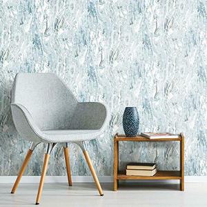 lot 2027 image: RoomMates RMK11279WP Marble Seas Metallic Blue Peel and Stick Wallpaper