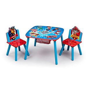 lot 2039 image: Delta Children Kids Table and Chair Set With Storage (2 Chairs Included) - Ideal for Arts & Crafts, Snack Time, Homeschooling, Homework & More, Nick Jr. PAW Patrol