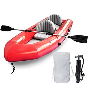 lot 2053 image: GONFLABLE 2 Person Inflatable Touring Kayak for Adults, Portable 9.8FT Inflatable Boat Raft Blow up Sport Kayak Canoe with 2 Seats Paddles Air Pump Carry Bag