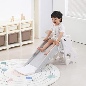 lot 2056 image: Baby Slide for Toddlers Age 1-3 Indoor Kids Slide Outdoor Climber Freestanding Toddler Slide with Basketball Hoop