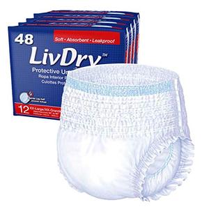 lot 2069 image: LivDry Adult XXL Incontinence Underwear, Extra Comfort Absorbency, Leak Protection, XX-Large, 48-Pack