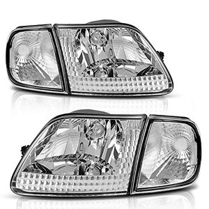 lot 2070 image: AUTOSAVER88 Headlight Assembly Compatible with 97-03 Ford F-15097-02 Ford Expedition Pickup Headlamp Replacement Chrome Housing Clear Lens