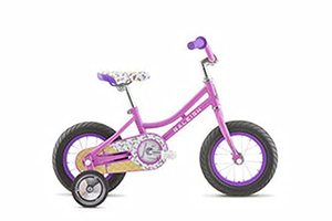 lot 2072 image: Raleigh Bikes Jazzi 12 Kids Bike with Training Wheels, Purple