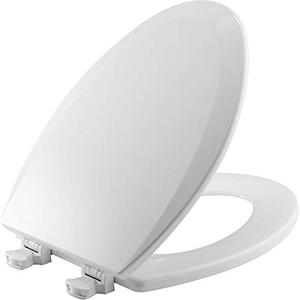 lot 2081 image: Bemis 1500EC 390 Lift-Off Wood Elongated Toilet Seat, 1 Pack, Cotton White