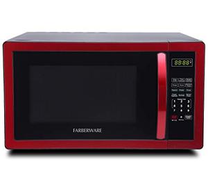 lot 2087 image: Farberware Classic FMO11AHTBKN 1.1 Cu. Ft. 1000-Watt Microwave Oven with LED Lighting, Metallic Red