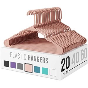 lot 2096 image: Plastic Clothes Hangers  Durable Coat and Clothes Hangers  Vibrant Color Hangers  Lightweight Space Saving Laundry Hangers  20, 40, 60 Available (20 Pack - Shell Pink)