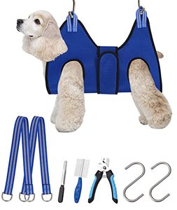 lot 2103 image: Kkiimatt Dog Grooming Hammock,Pet Grooming Hammock Harness for Medium DogsGiant Cats, Dog Nail Trimming Hammock with Nail ClippersFile, Dog Grooming Sling with Wide Strap Sewed on Pet Restraint Bag