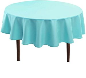 lot 2108 image: Hiasan Round Tablecloth 40 Inch - Waterproof Stain Resistant Spillproof Polyester Fabric Table Cloth for Dining Room Kitchen Party, Aqua