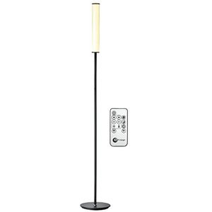 lot 2111 image: OBright LED Cylinder Floor Lamp with Remote Control, Full Range Dimming, Adjustable Color Temperature 3000K-6000K, Minimalist Standing Lamps for Living Room, Bedrooms and Office, Antique Brass