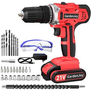 lot 2113 image: GardenJoy Cordless Power Drill Set 21V Electric Drill with Fast Charger 38-Inch Keyless Chuck 2 Variable Speed 241 Torque Setting Power Tools Kit and 30pcs DrillDriver Bits