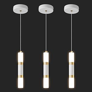 lot 2139 image: LIANGMH Modern Kitchen Island Light Fixture Dimmable LED White Mini Pendant Light Bedroom Bedside Table White Gold Small Pendant Lighting (3-Pack)