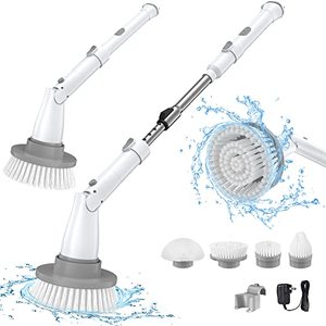 lot 2140 image: Electric Spin Scrubber, Eletalker Cordless Cleaning Brush with Adjustable Extension Arm and 4 Replaceable Head, 2 Speeds, Fast Charging, Shower Scrubber for Bathtub Tile Sink Bathroom Kitchen Grout