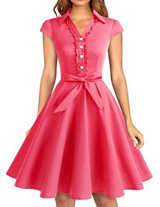 lot 2145 image: Wedtrend Womens 1950s Cap Sleeves Retro Vintage Cocktail Party Swing Dresses WTP10007Coral - M