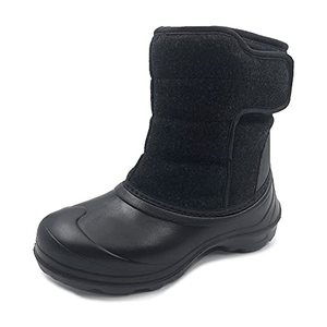 lot 2155 image: Amoji Boys Snow Boots Kid Winter Boots Fuzzy Fur Lining Youth Winter Warm Shoes Youth Child Black 2.5-3 Big Kid