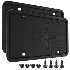 lot 2165 image: HOTOR Silicone License Plate Frames - 2 Pack Car License Plate Holders, Exterior Car Accessories for Men & Women, Plate Cover, Rust-Proof, Rattle-Proof, Weather-Proof - Black