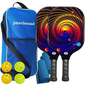 lot 2175 image: Panel Sound USAPA Approved Pickleball Paddle Fiberglass Pickleball Paddles Set of 2, Lightweight Pickleball Rackets, 1 Carrying Case, 2 Cooling Towels, 2 Outdoor Balls & 2 Indoor Balls