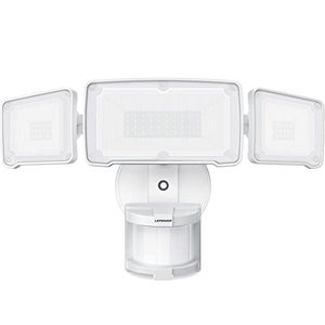 lot 2176 image: LEPOWER LED Security Lights Motion Sensor Light Outdoor, 38W 4200LM Motion Security Light, 5500K, IP65 Waterproof, 3 Head Motion Detected Flood Light for Garage, Yard, Porch (White)
