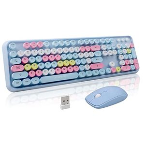 lot 2197 image: FOPETT Keyboard and Mouse Sets Wireless Keyboard and Mouse Sets,Reliable 2.4 GHz Connectivity for PC,Laptop,Smart TV and More (Blue Colorful)