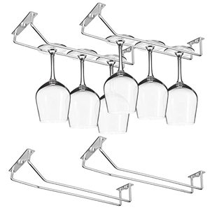 lot 2199 image: Yimerlen 10.8 Inch Long Single Rail Wine Glass Rack Under Cabinet Cupboard, Metal Stemware Holder Wine Glass Holder Wine Glass Hanger for RV Mini Bar Kitchen Storage (Silver Chrome- 4 Pack)