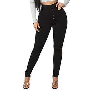 lot 2208 image: KUNMI Womens Curvy High Waist Stretch Butt Lifting Skinny Colombian Jeans Black L