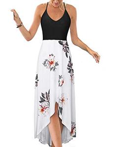lot 2212 image: KILIG Womens V Neck Sleeveless Casual Summer Sundresses Asymmetrical Patchwork Floral Maxi Dresses (Floral-3, Medium)