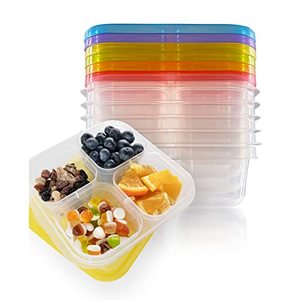 lot 2215 image: Finorder 6 Pack Snack Bento Box, 4-Compartment Reusable Snack Containers for Kids and Adults, Meal Prep Food Containers for School, Work and Travel (Classic Color Set)