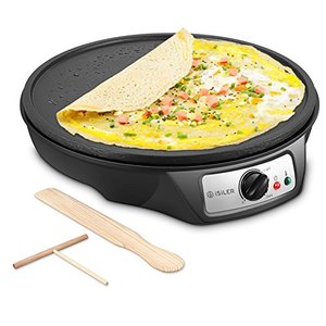 lot 2224 image: Electric Crepe Maker, iSiLER Nonstick Electric Pancakes Maker Griddle, 12 inches Electric Crepe Pan with Batter Spreader and Wooden Spatula, Precise Temperature Control for Roti, Tortilla, Eggs, BBQ
