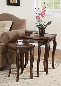 lot 2238 image: Coaster Home Furnishings Traditional 3 Piece Nesting Tables End Side Table Wood Cabriole Legs Brown
